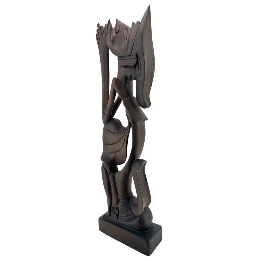 Balinese Hand Carved Wood Praying Offering Figure